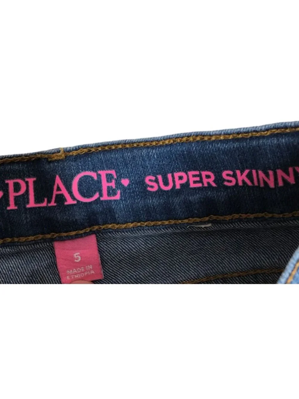 The Children's Place Jeans Girls 5 Super Skinny Adjustable Waist Medium Wash EUC