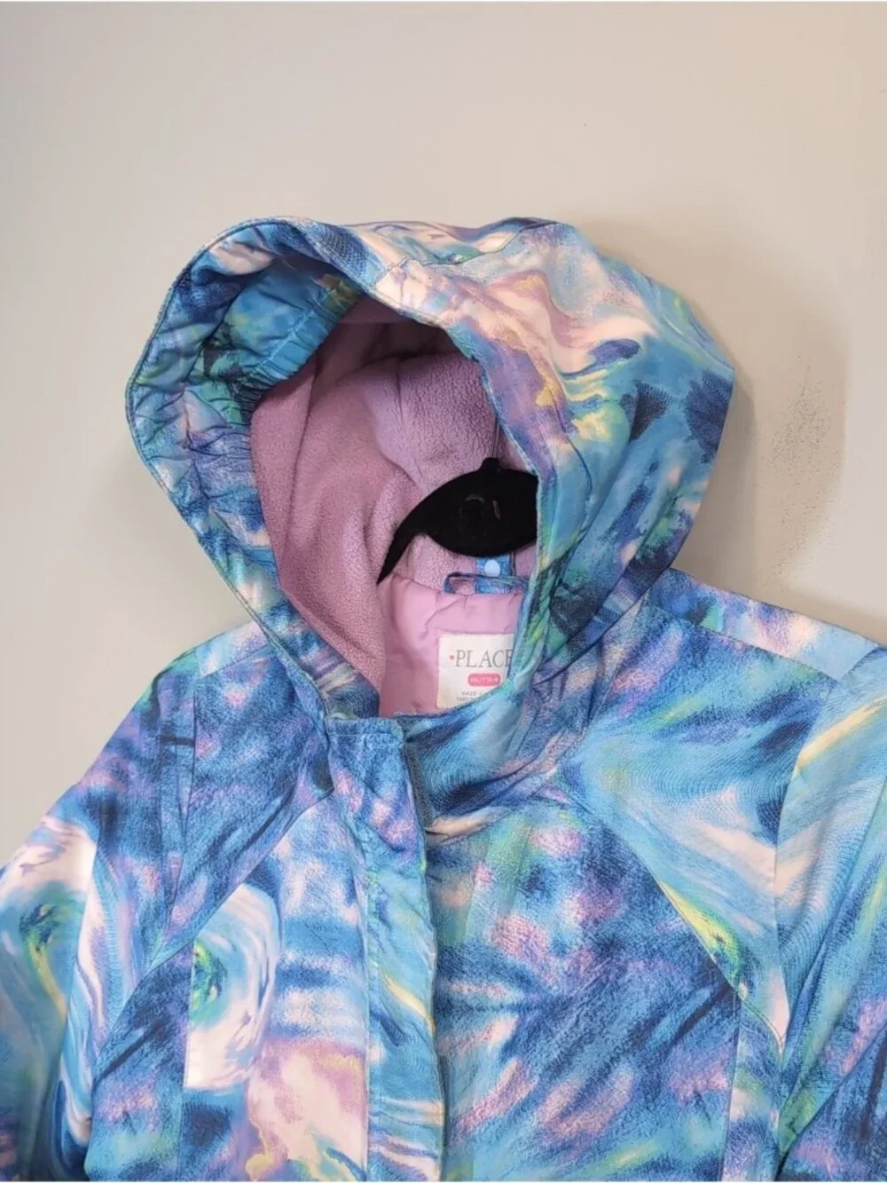 The Childrens Place Girls Winter Jacket Watercolor Swirl Blue Pink Purple XXL 16