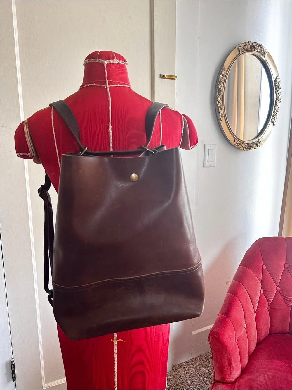 Leather Crossbody/backpack Messenger Bag