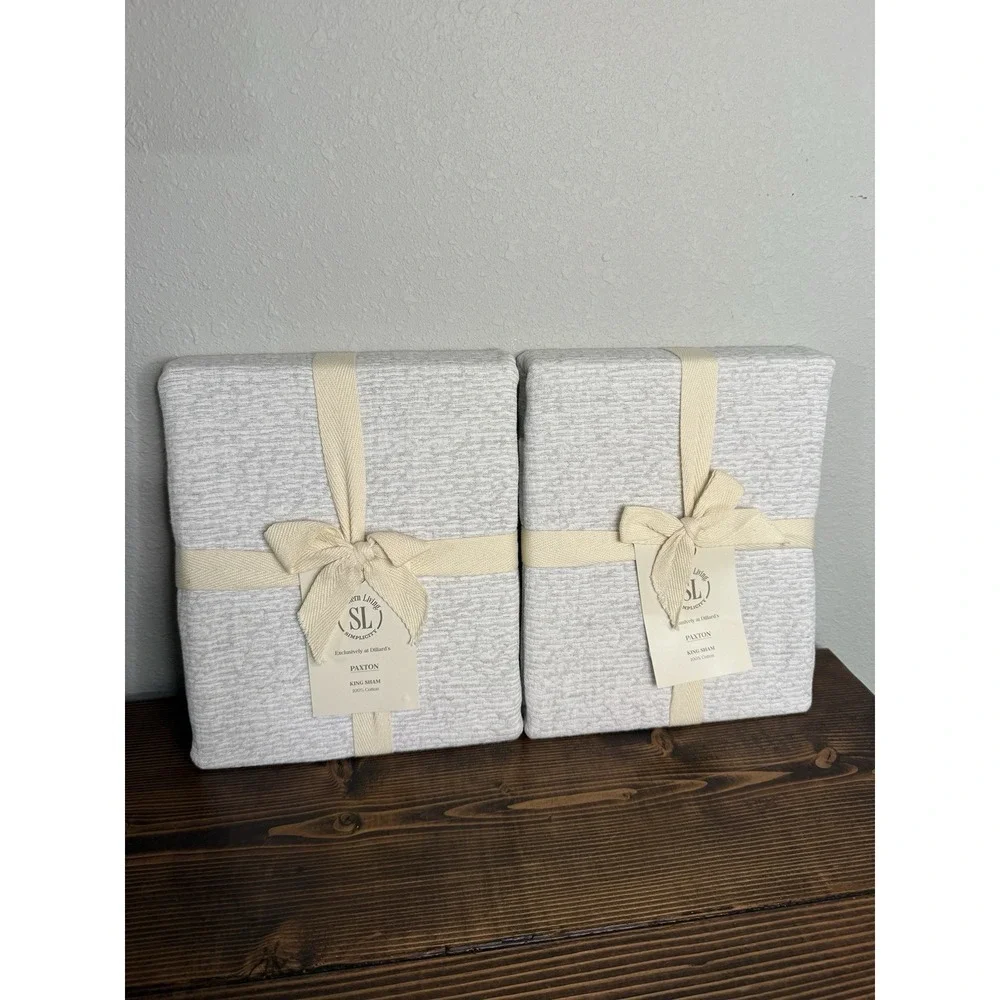 Southern Living Simplicity Paxton‎ Grey Lot Of 2 King Sham Pillow Cases