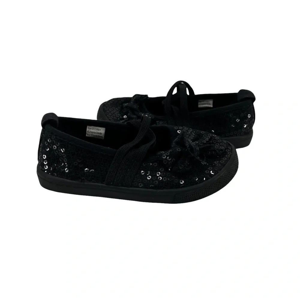 Chatties Black Sequin Shimmer Ballet Flats Size 7/8 Toddler Girl’s