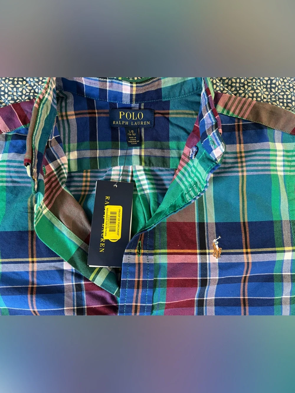 Ralph Lauren fabric embroidered plaid