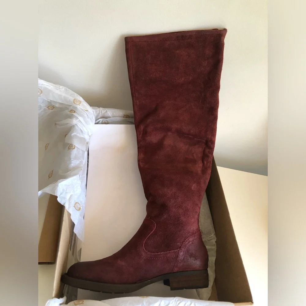 NEW Born Borman Dark Red Brick Distressed Leather Knee High Boots
