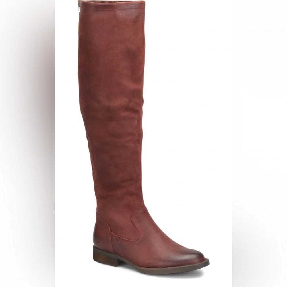 NEW Born Borman Dark Red Brick Distressed Leather Knee High Boots
