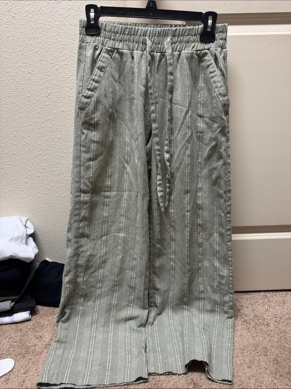 Sienna Sky Olive Green Striped Drawstring Joggers