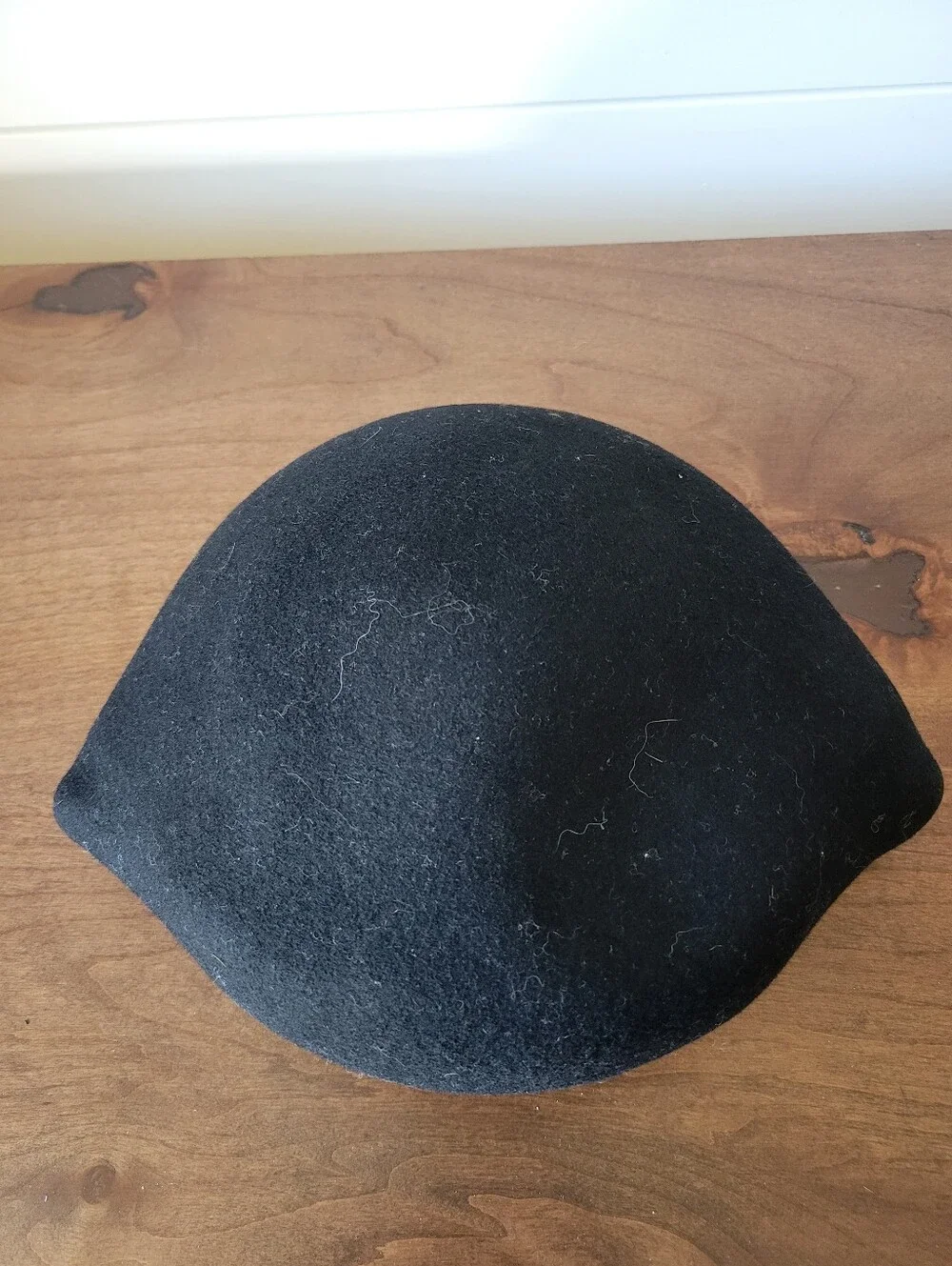 Vtg Merrimac Black Wool Felt Hat Body Capeline Hood Blank Unblocked Millinery