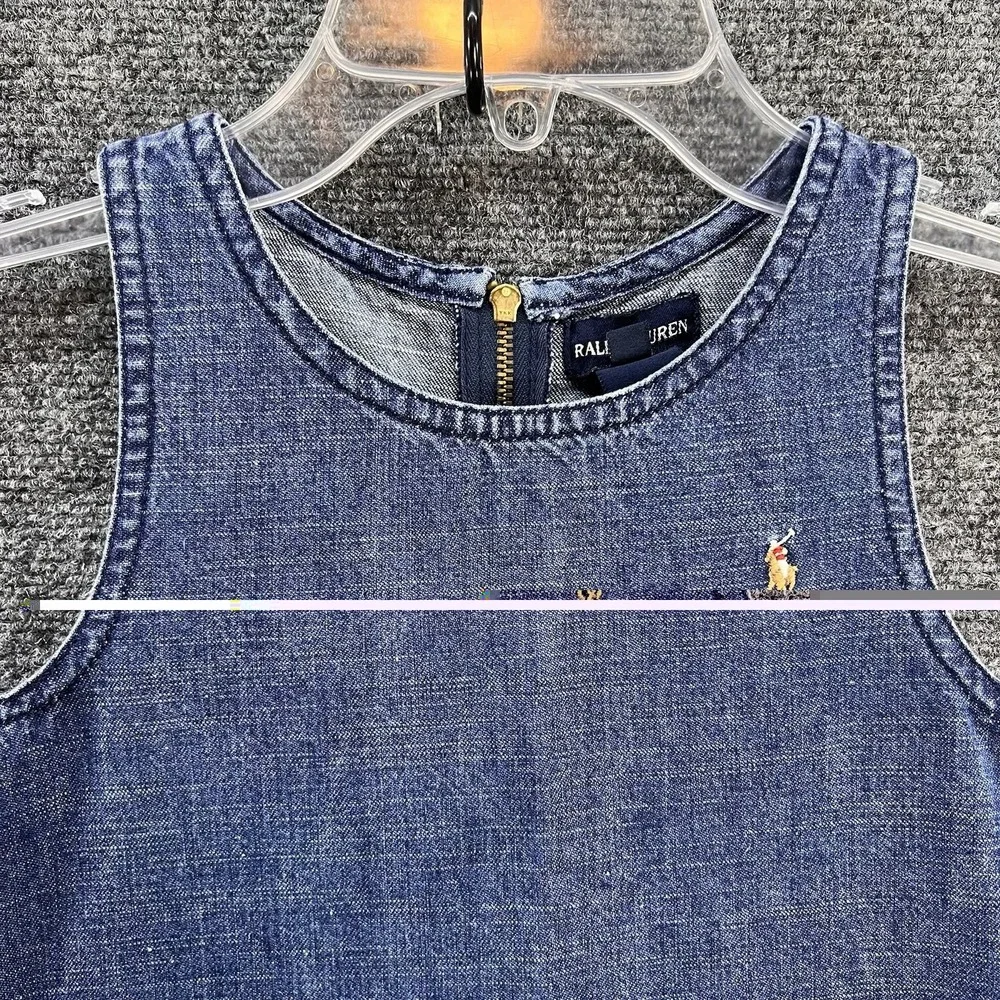 VTG Ralph Lauren Denim Dropped Waist Jumper Dress Girls 6X Sleeveless Classic