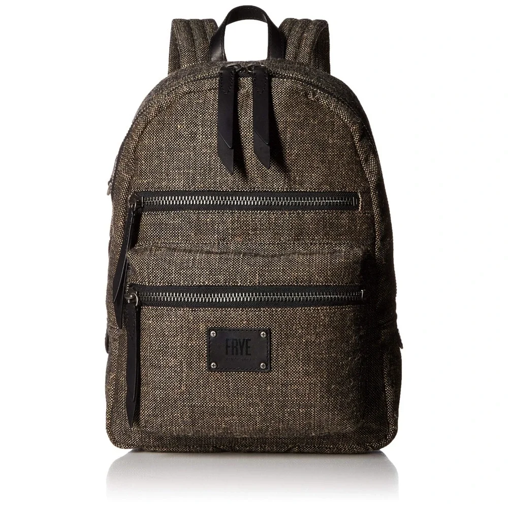 FRYE‎ Ivy Nylon Backpack Brown Black Grunge Distressed Travel