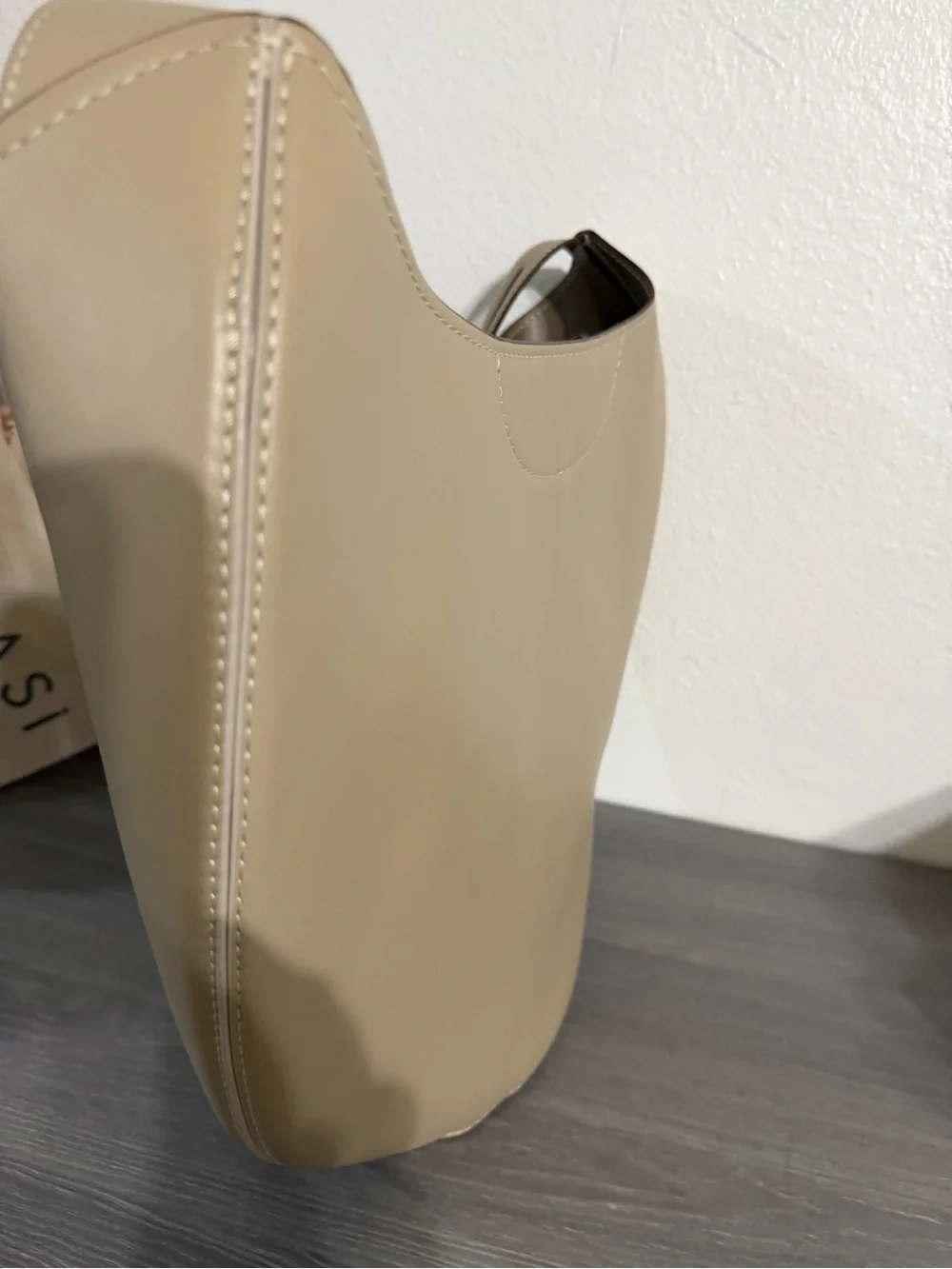 cult gaia Taupe-Cream Leather Hobo Shoulder Bag