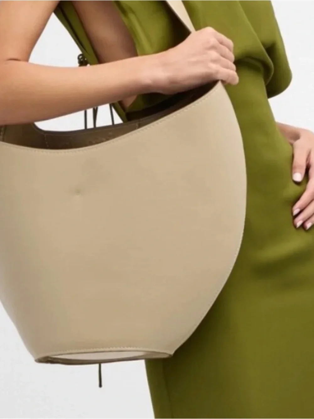 cult gaia Taupe-Cream Leather Hobo Shoulder Bag