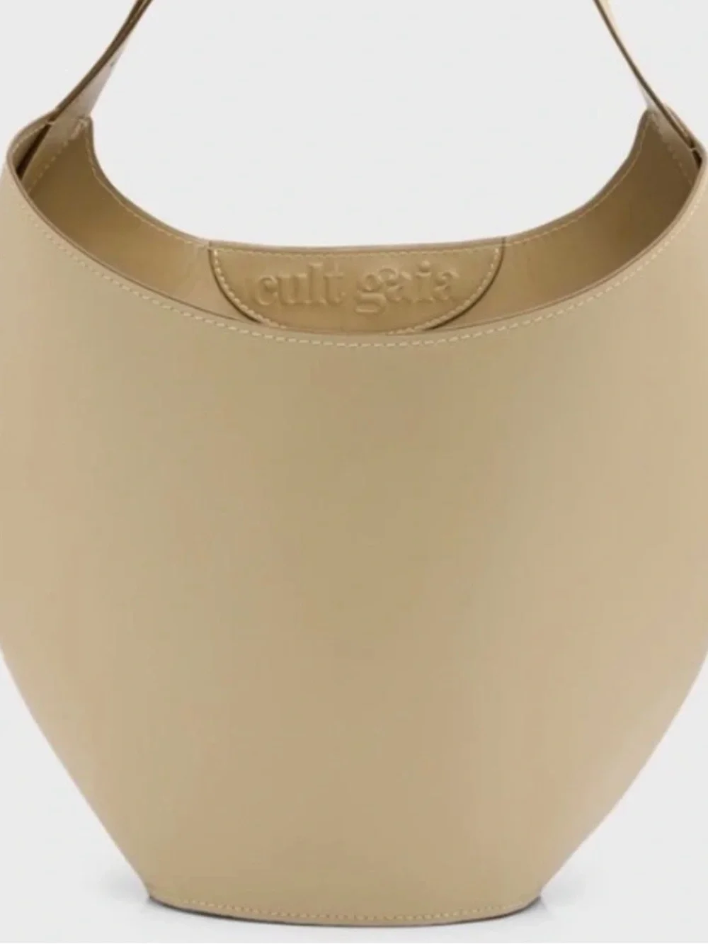 cult gaia Taupe-Cream Leather Hobo Shoulder Bag
