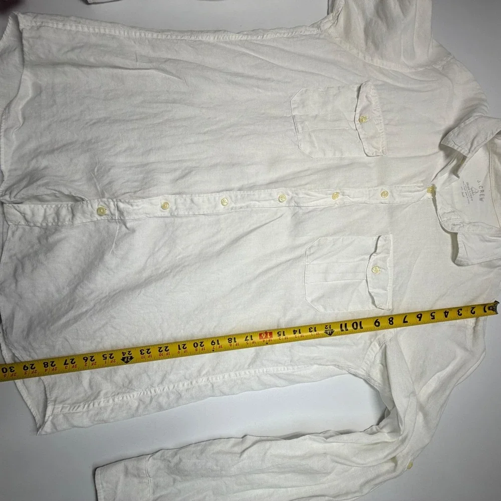 J.Crew‎ Irish Linen Shirt XL Lot Pink Stripe Gray White Baird McNutt