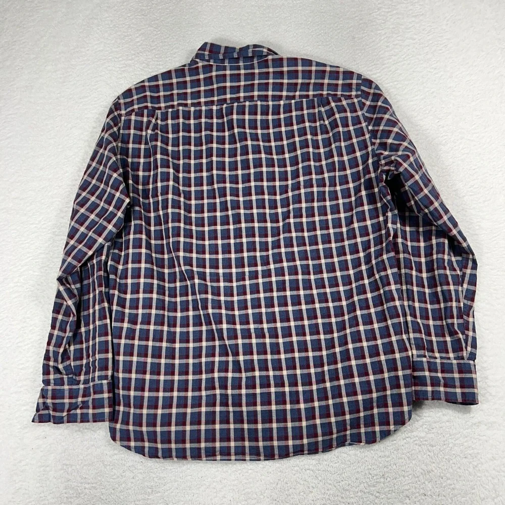 J Crew Mens Button Down Shirt XL Blue Plaid Heather Cotton Pocket Long Sleeve