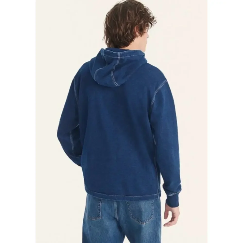 J.Crew WALLACE & BARNES Indigo-Dyed French Terry Anorak Sweatshirt Hoodie Blue L