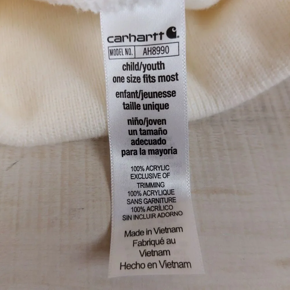 Carhartt Cuffed Knit Beanie Watch Hat Youth One Size Marshmallow