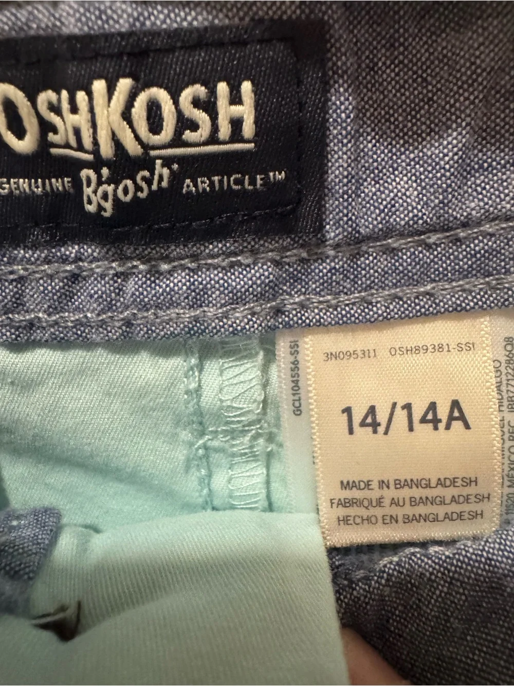 OshKosh B'gosh Light Mint Boys' Chino Shorts