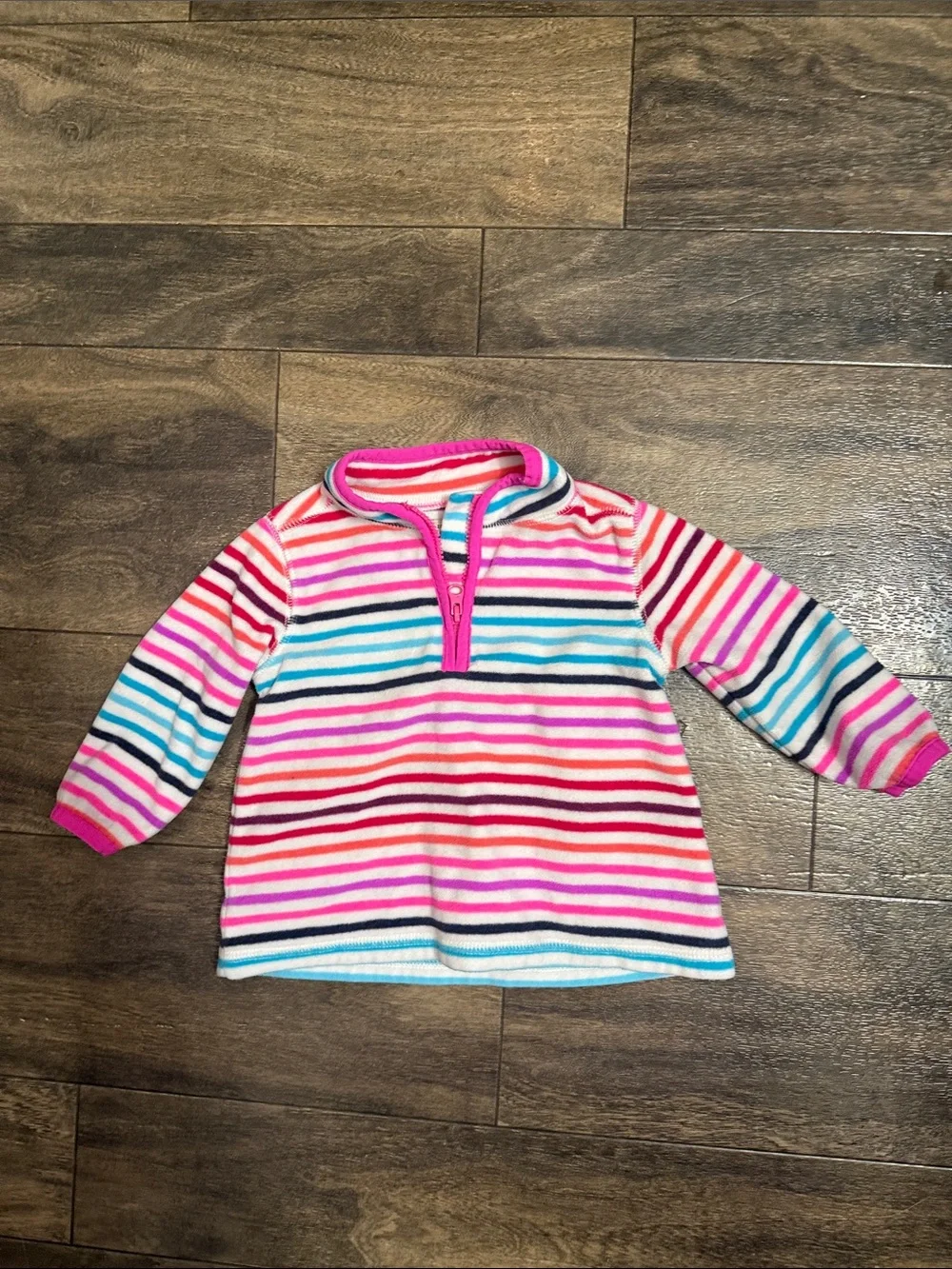 OshKosh B'gosh Pink Multicolor Striped Half-Zip Pullover