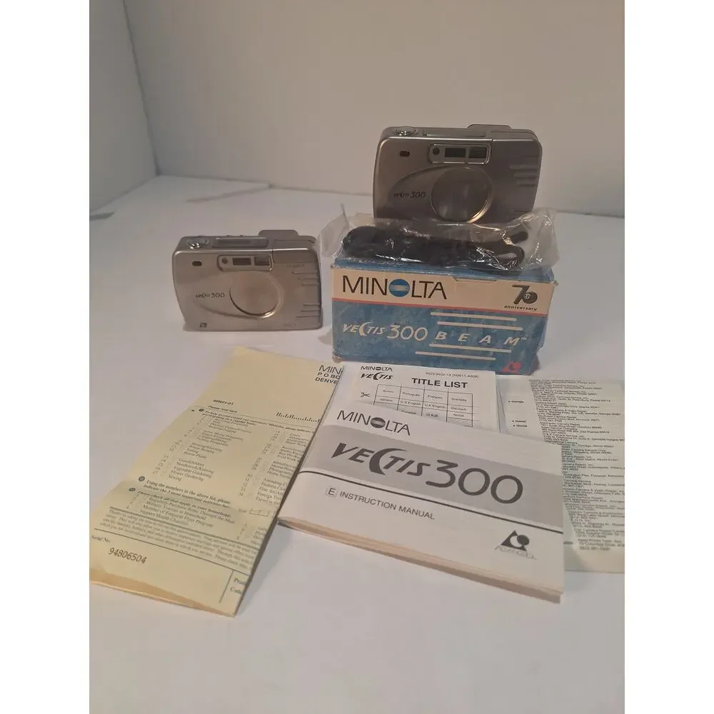 Minolta Vectis 300 APS Film Camera Lot Working + Parts Camera Manual & Box