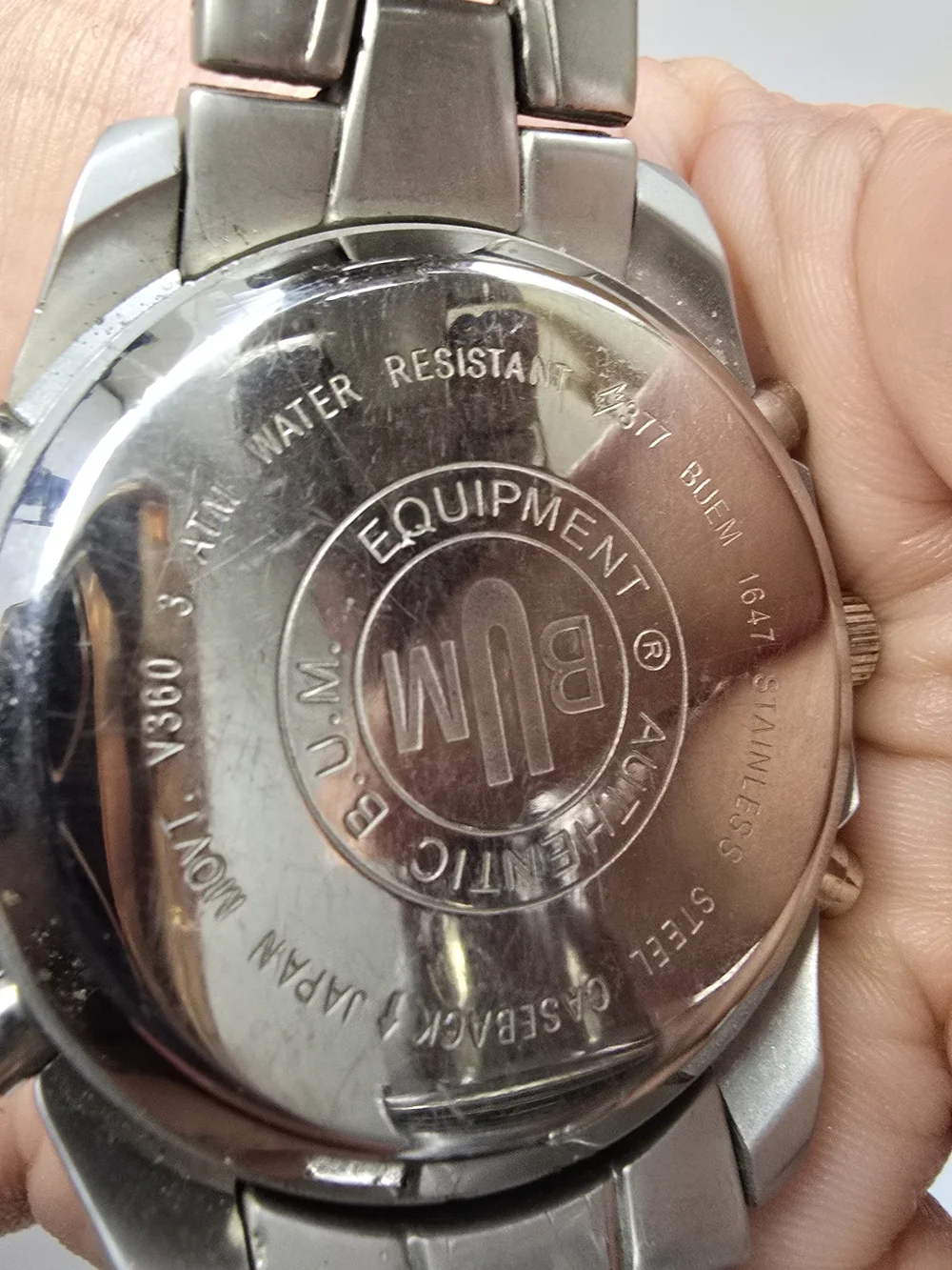 B.U.M. Equipment Men's Chronograph Silver & Red Watch