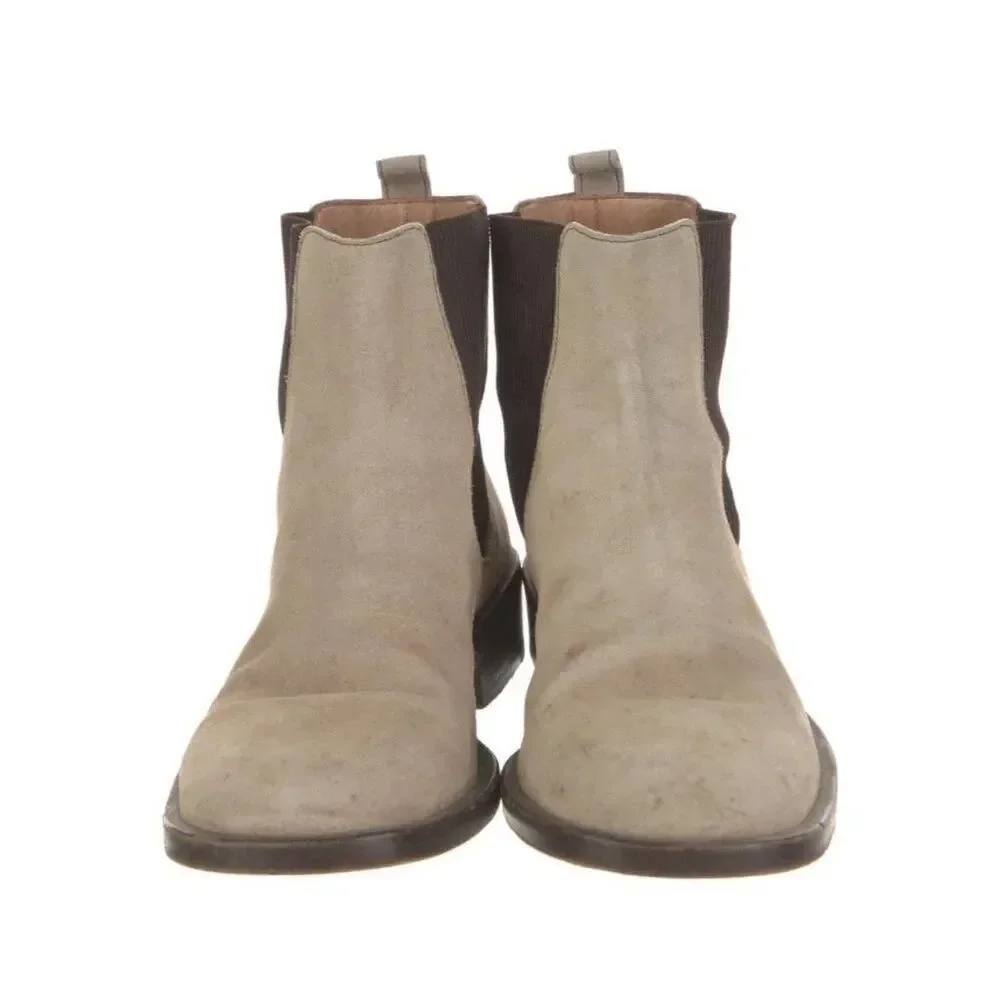 Gucci Authentic Beige Neutral Suede Leather Ankle Chelsea Boots 6