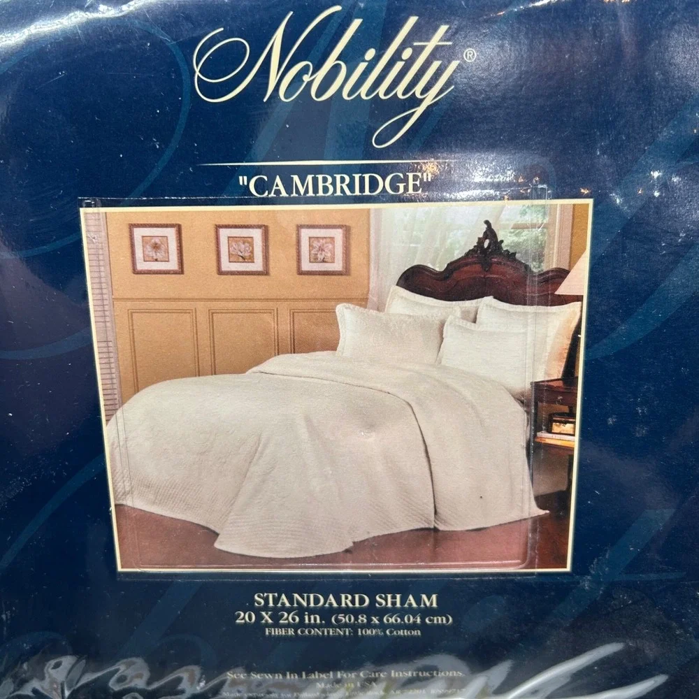 Nobility Pillow Sham Ivory Standard Set 2 Quilted‎ Stitching New