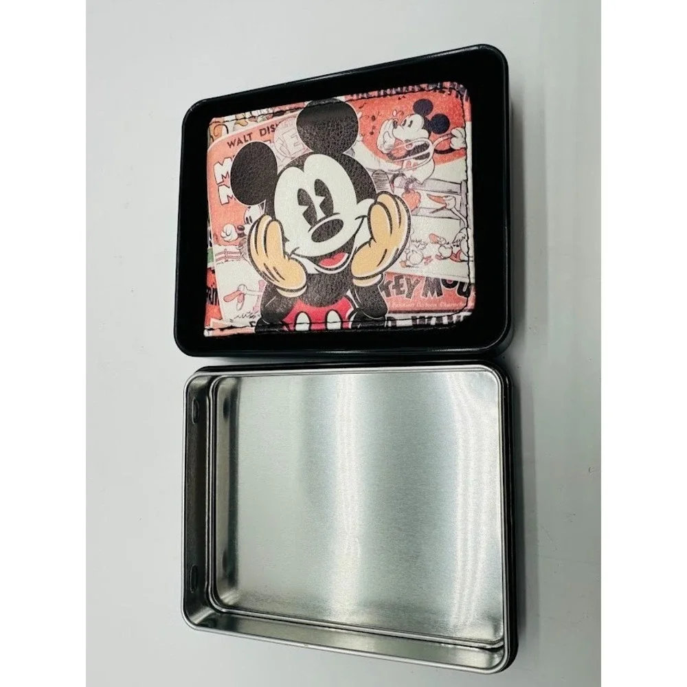 Disney Mickey‎ Mouse Bifold Wallet Card Holder Black Cartoon Gift Mens