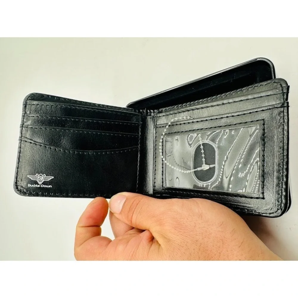 Disney Mickey‎ Mouse Bifold Wallet Card Holder Black Cartoon Gift Mens