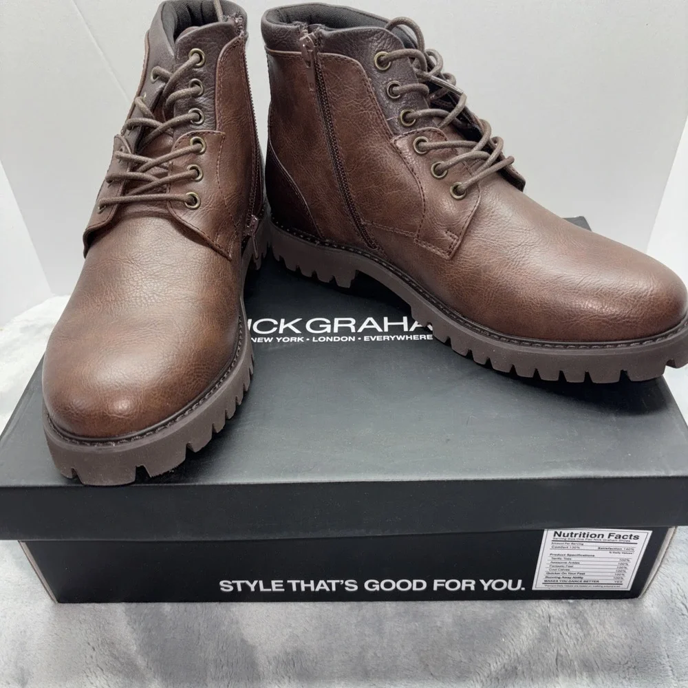 Nick Graham Size‎ 8 Zip/lace Up Barkley Brown Boots