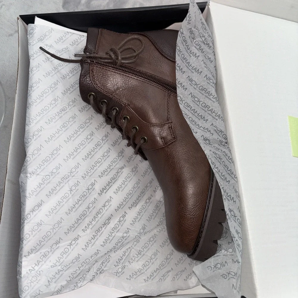 Nick Graham Size‎ 8 Zip/lace Up Barkley Brown Boots