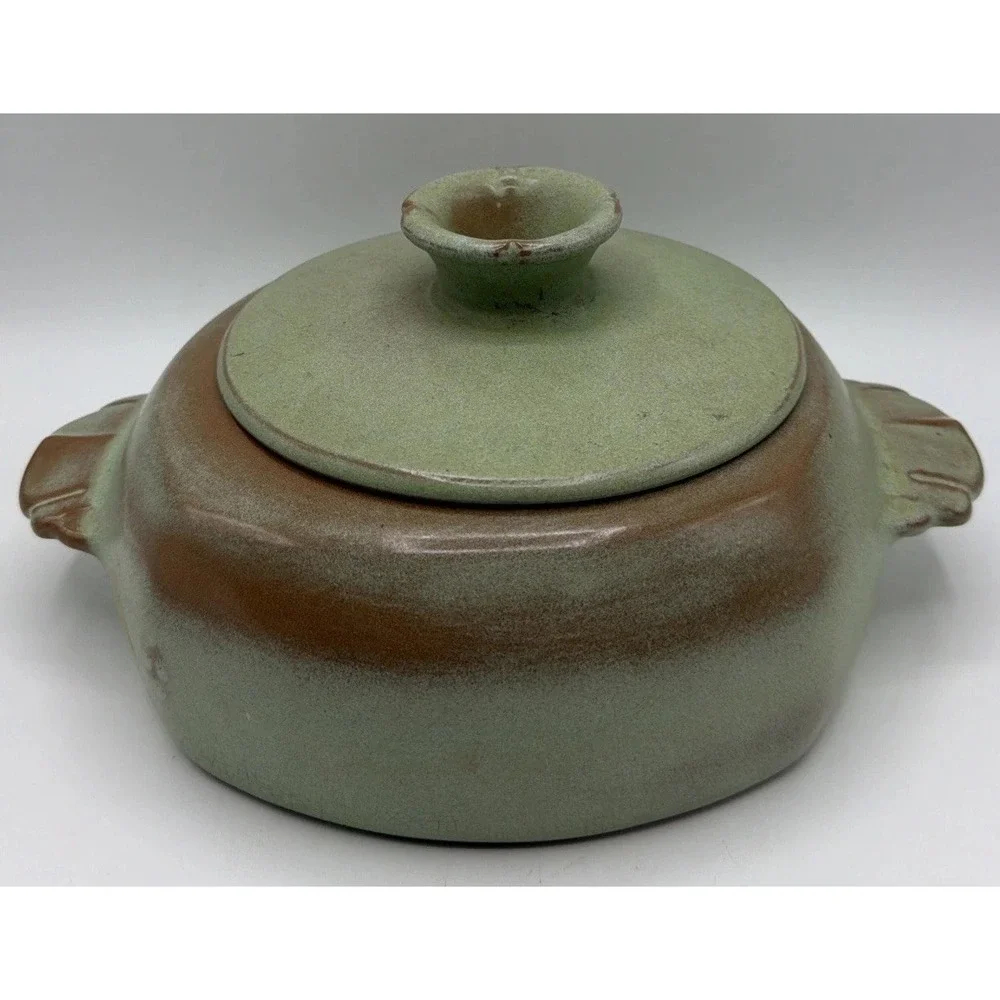 Vintage Frankoma 5V Plainsman Prairie Green Casserole Dish w/Lid. Excellent Cond