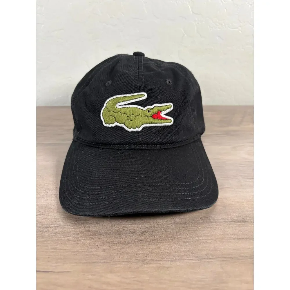 Lacoste Youth Hat Large Logo Black Green One Size EUC‎
