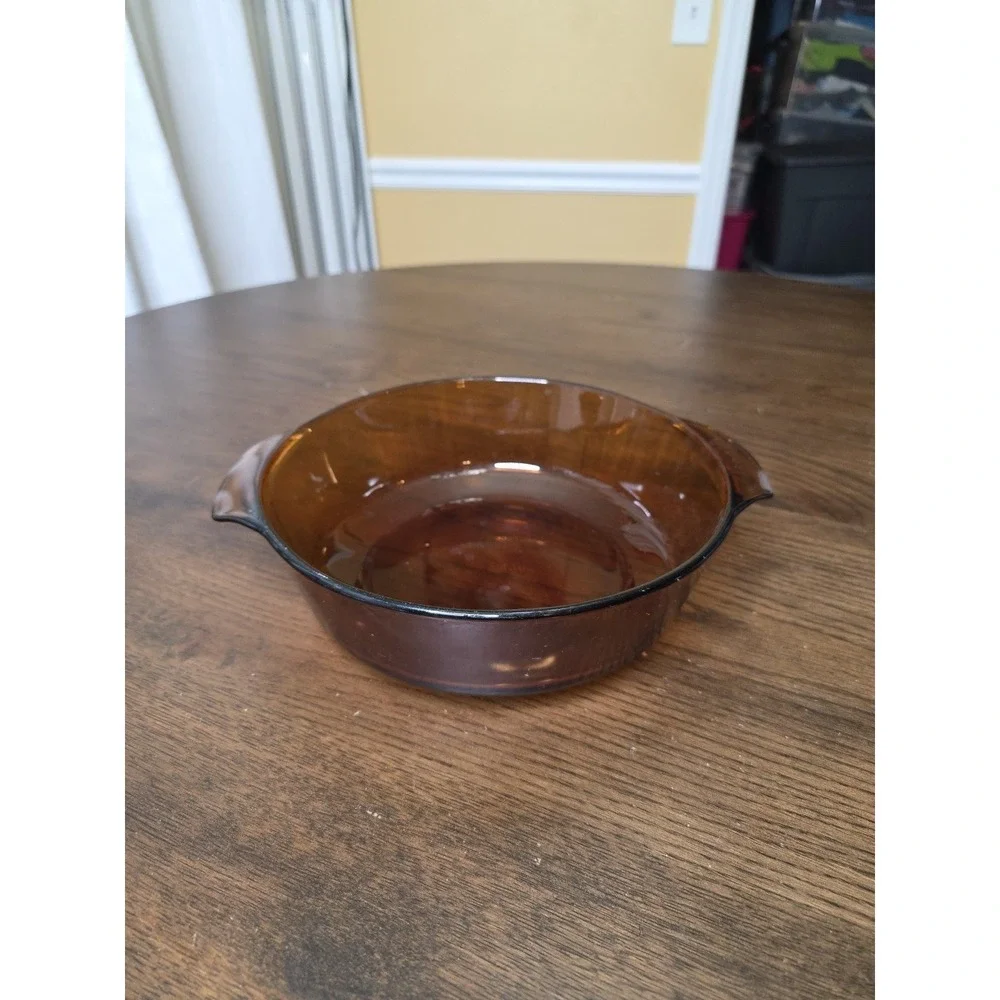 Vintage Anchor Hocking Fire King 2 Qt Casserole Dish #438 Amber USA No‎ Lid