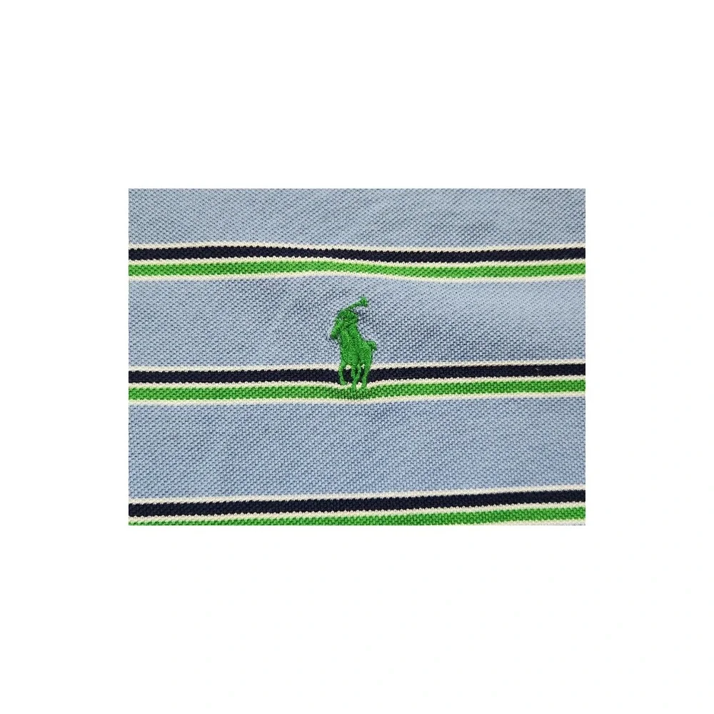 Polo Golf Ralph Lauren Mens Size Large Blue Striped Short Sleeve‎ Shirt