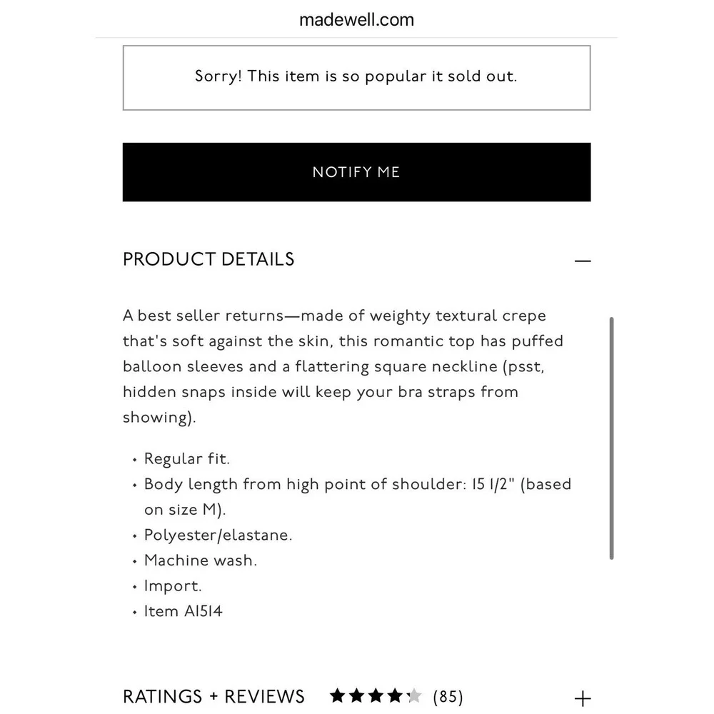 Madewell square neck