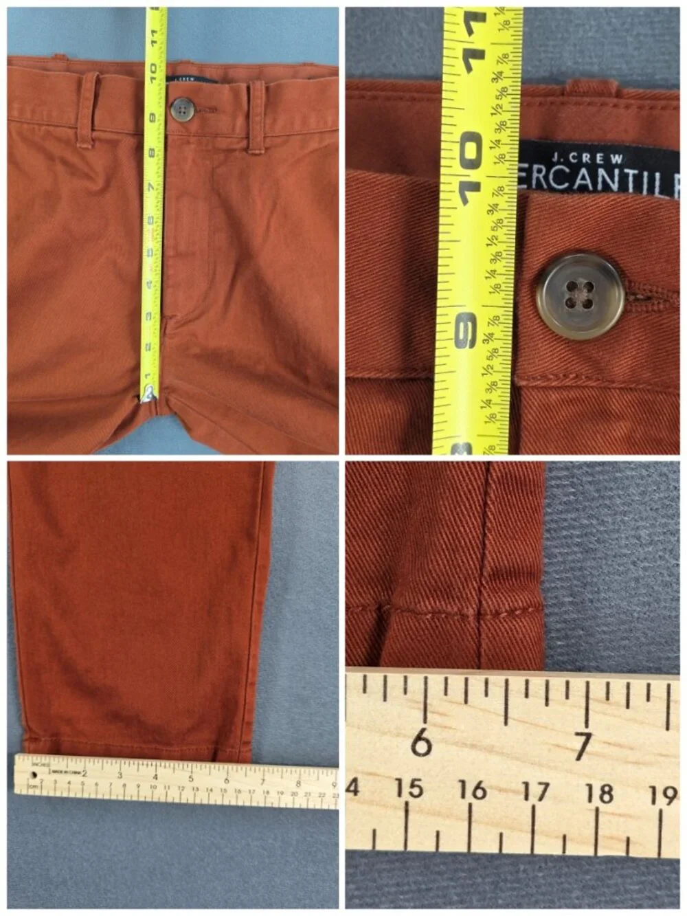 J. Crew Mercantile Flex Men's Slim Chino Pants 31x32 Burnt Orange