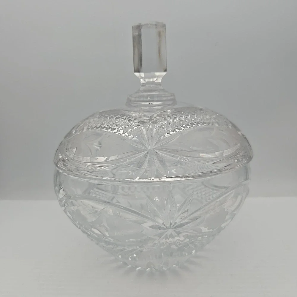 Anchor Hocking Early American Prescut Glass Lidded Bowl EAPC Clear Vintage 6in