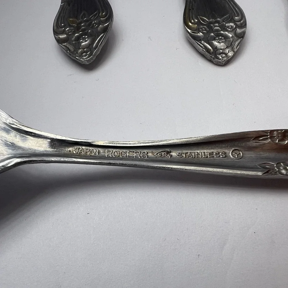 Stanley Roberts Dream Rose Stainless 6 Salad Forks Rogers Co Japan Vintage 70s