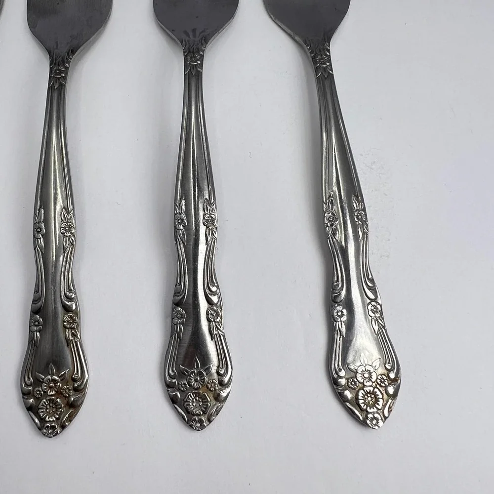 Stanley Roberts Dream Rose Stainless 6 Salad Forks Rogers Co Japan Vintage 70s