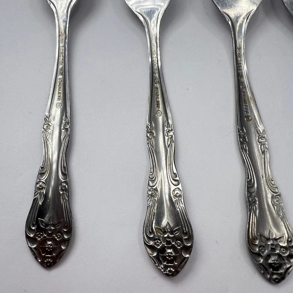 Stanley Roberts Dream Rose Stainless 6 Salad Forks Rogers Co Japan Vintage 70s