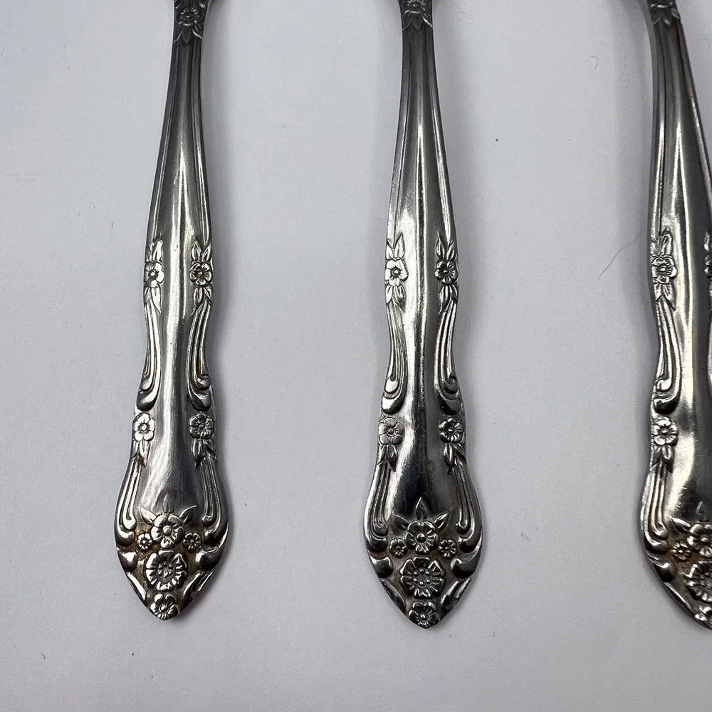 Stanley Roberts Dream Rose Stainless 6 Salad Forks Rogers Co Japan Vintage 70s