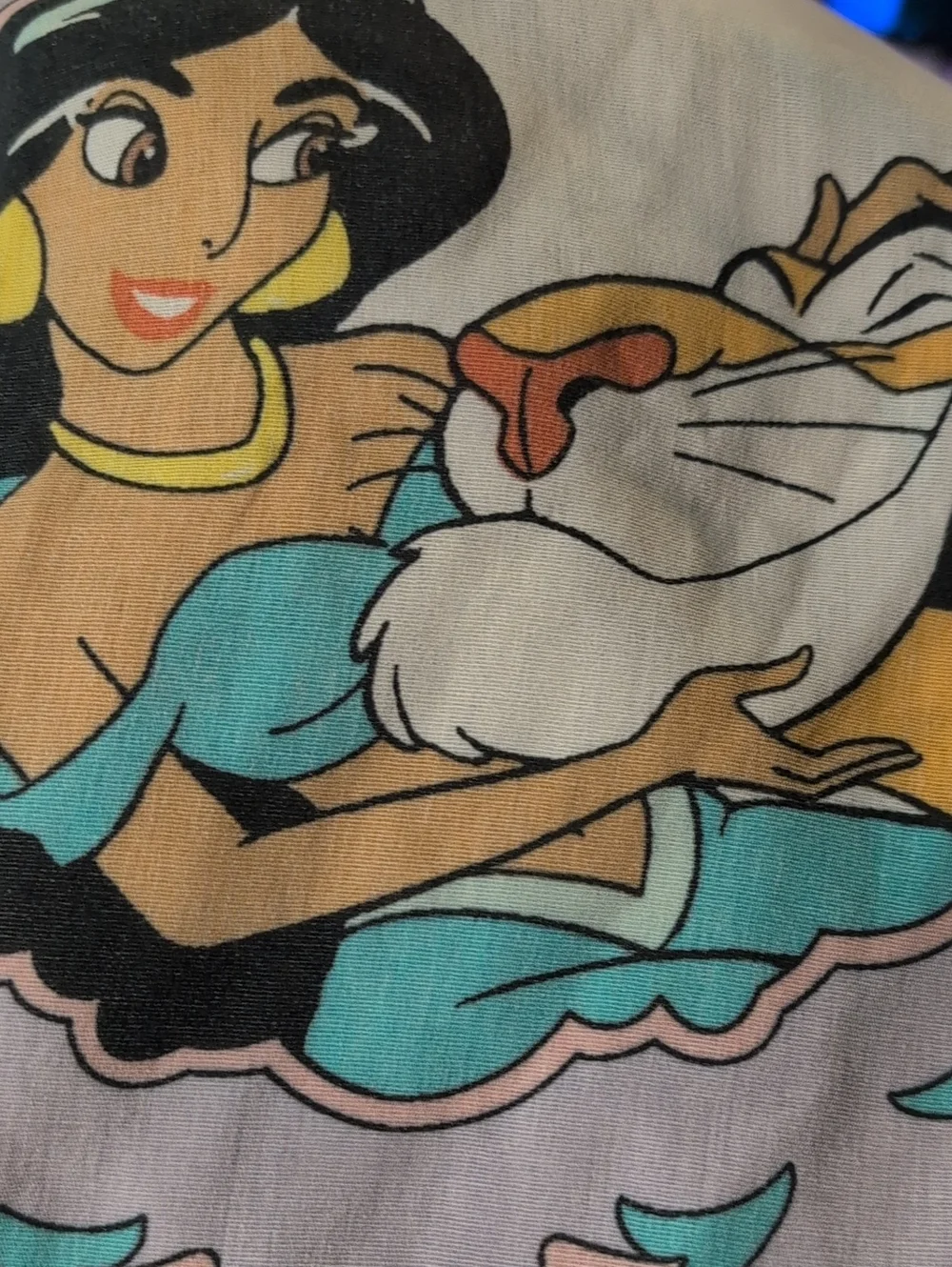 Vintage Disney Aladdin Princess Jasmine & Rajah Pillowcase Purple Medallion Kids