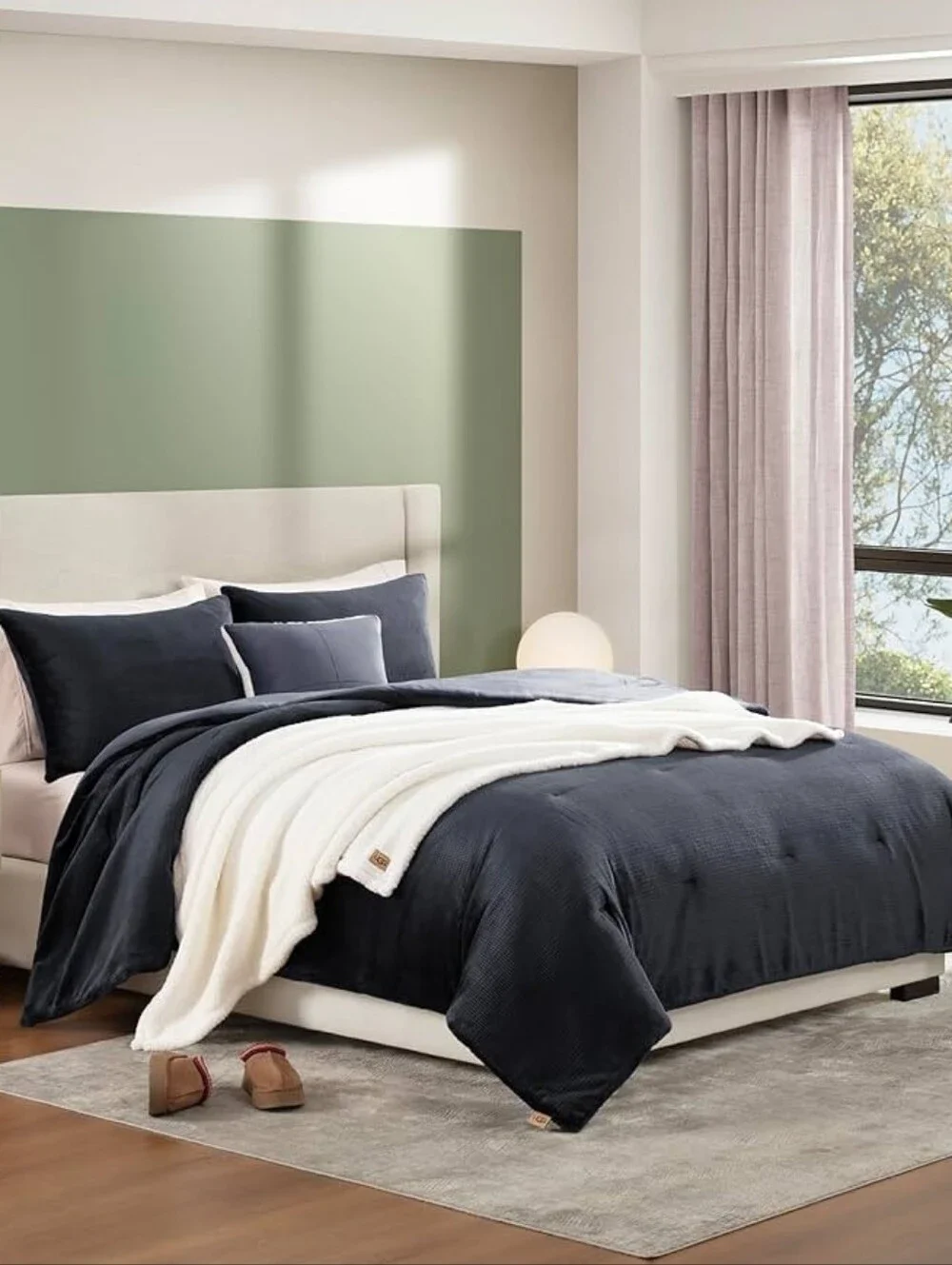 Full/Queen UGG comforter Navy Blue Reversible Sherpa Comforter Unisex ~ 80