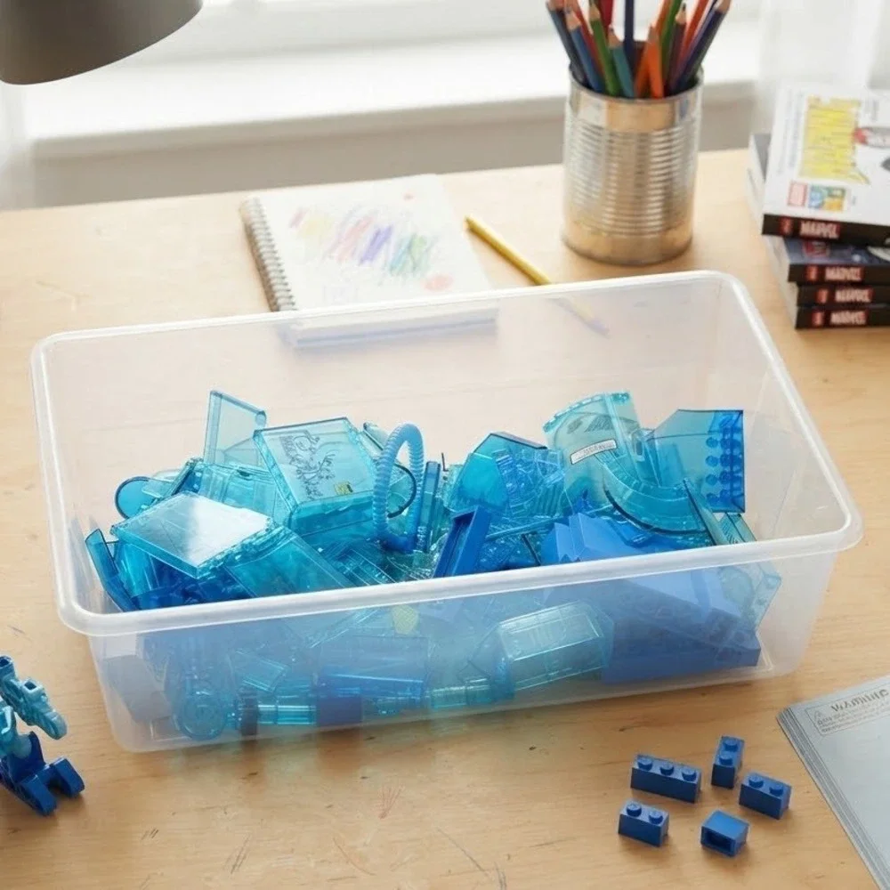 LEGO Translucent Blue Bulk Bricks and Specialty Pieces Lot 1.5lbs+