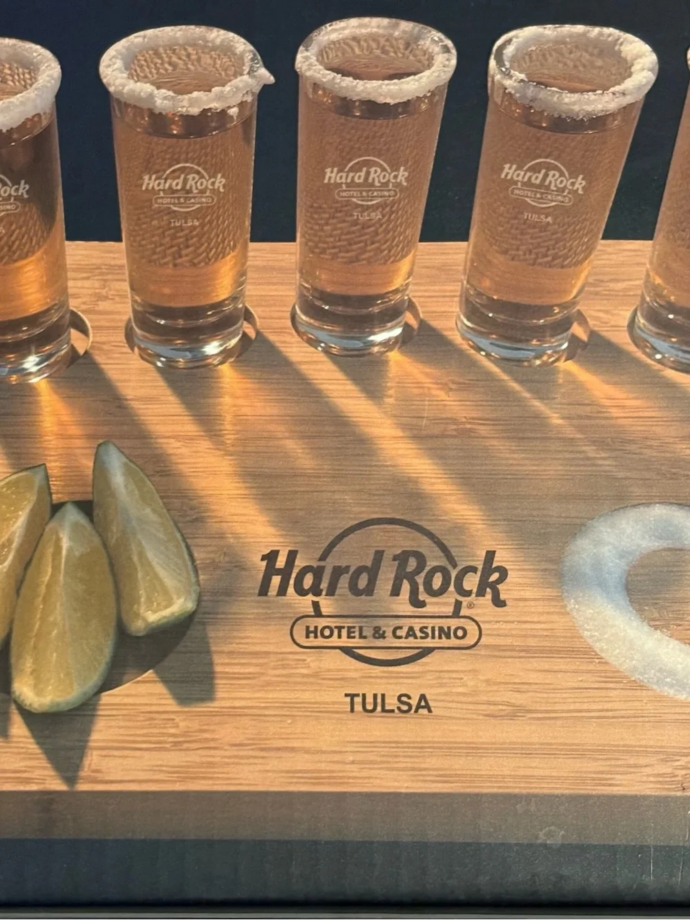 Hard Rock Cafe Bamboo Shot Glass Set with Natural Wood and Clear Glass