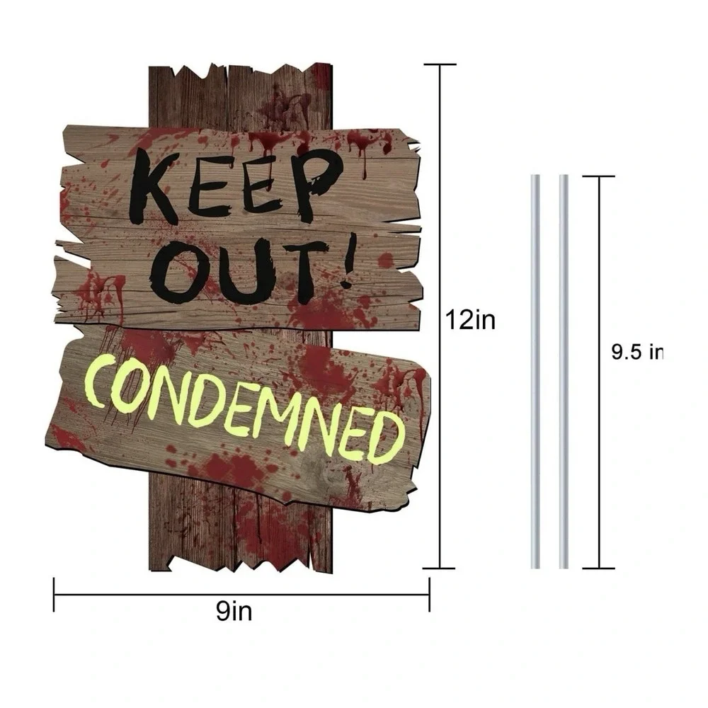 3 Halloween Yard Signs With Stakes Scary Keep Out Danger