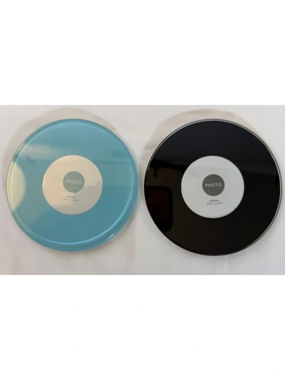 Set of 4 Vintage Swing Photo Frames - Blue and Black Vinyl Record Style