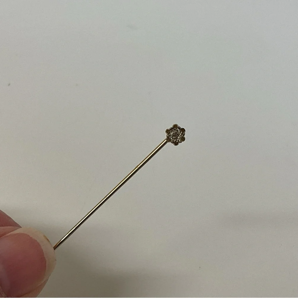 Tie Stick Rhinestone Goldtone setting Vintage