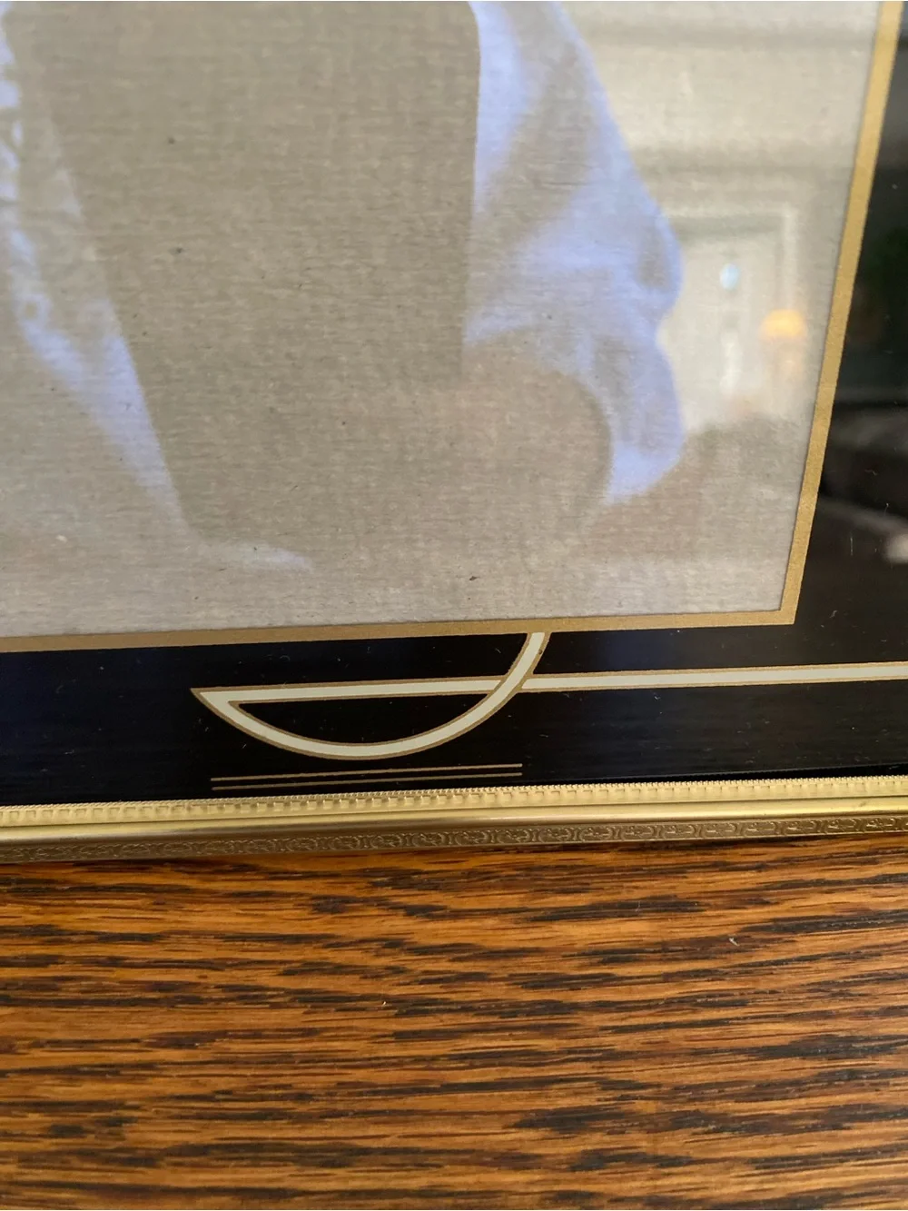 Vintage Art Deco Double Picture Frame Gold Black 4x6 Photo Openings