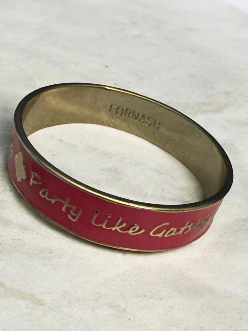 Pink Enamel 'Party Like Gatsby' Bangle Bracelet
