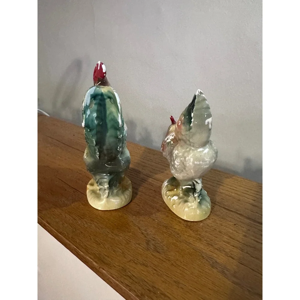 Vintage Ceramic Rooster Hen Salt Pepper Shakers City of Roses Little Rock AR